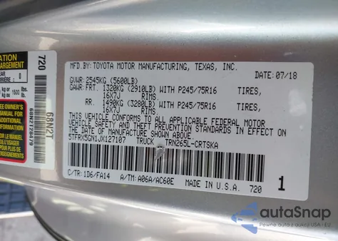 2018 Toyota Tacoma Sr z USA, uszkodzony, nr VIN 5TFRX5GN1JX127107